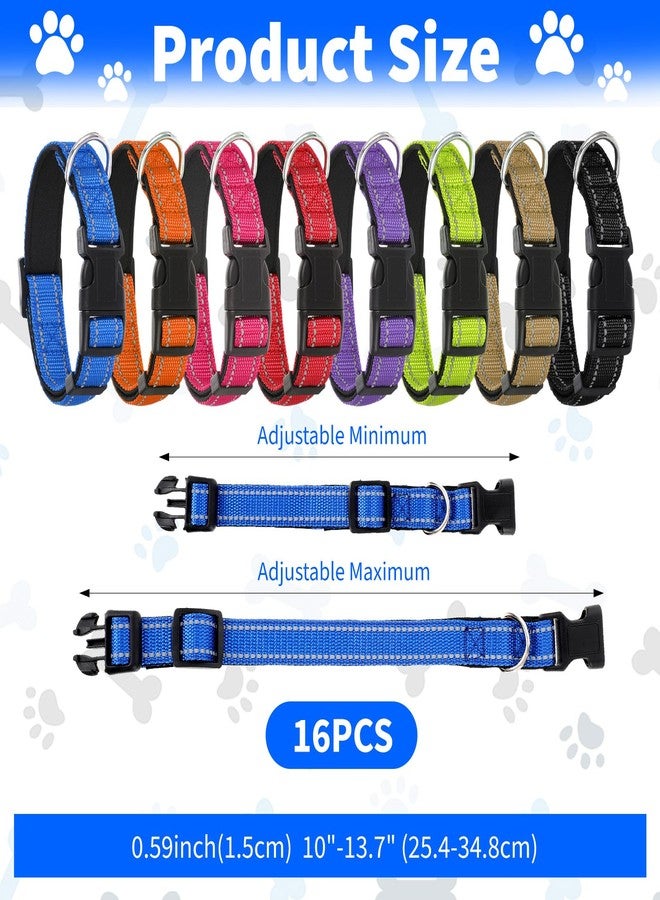 AojSup 16 Pcs Reflective Puppy Dog Collars Bulk for Litter Dogs, Adjustable Safety Nylon Dog Collar with Locking Buckle, Soft Padded Breathable Puppy Collars for Cats Pets (Small) - Image 2